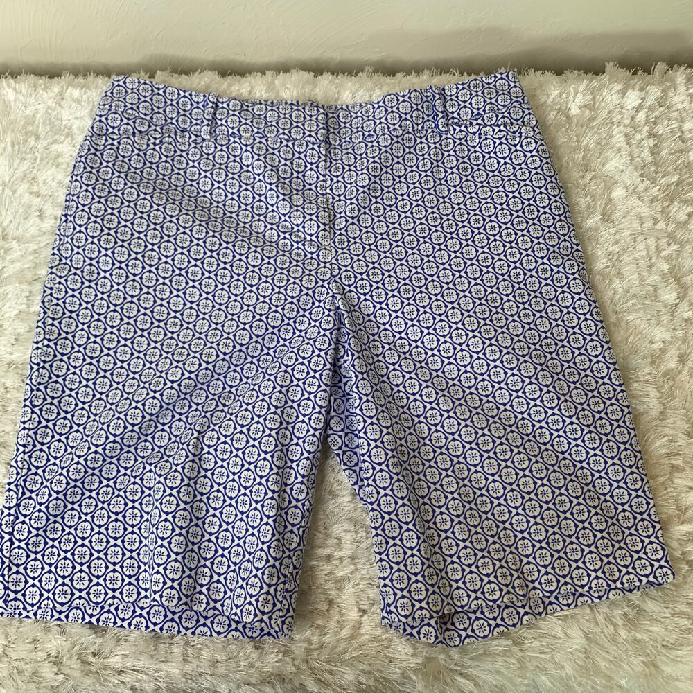 Talbots Blue White Geometric Shorts Sz 10